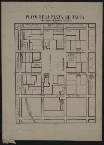 Primera imagen del registro PLANO DE LA PLAZA DE TALCA DURANTE EL ASEDIO DE 1859