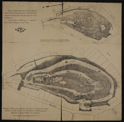 Primera imagen del registro PLANO TOPOGRAFICO DEL CERRO SANTA LUCIA HACIA 1872