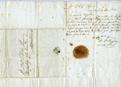 Primera imagen del registro Carta de Bernardo O'higgins en Hacienda Montalván en Perú