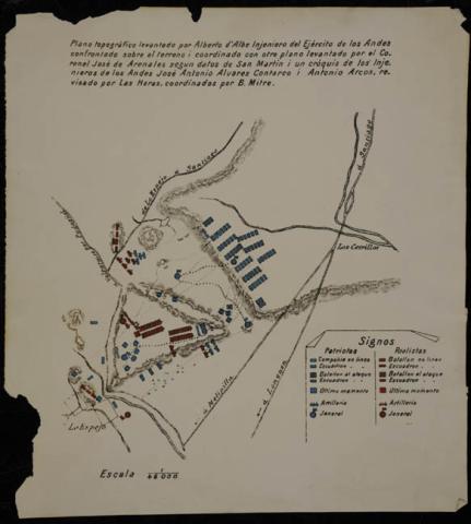 Primera imagen del registro Plano topográfico de la batalla de Maipú ciudad de Santiago de Chile