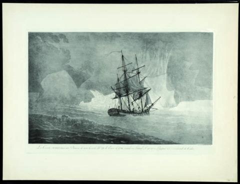 Primera imagen del registro La Corveta Atrevida entre Bancas de Nieve la noche del 28 de Enero de 1794