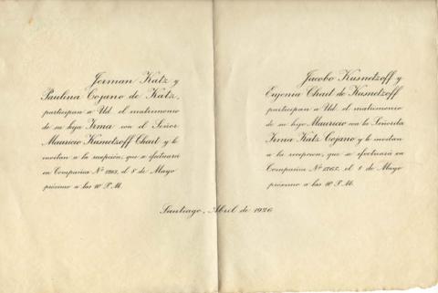 Primera imagen del registro Matrimonio de Mauricio Kusnetzoff e Irma Katz