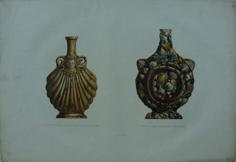 Primera imagen del registro Bouteille de pélerin (Musée Céramique de la Me. Ie de Sèvres); Gourde de châsse (appartenant à Mr. Beurdeley)