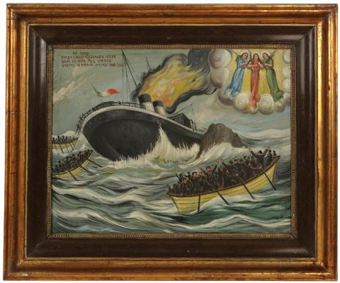 Primera imagen del registro Ex voto Barbagallo Gesualdo ebbe salva la vita ed il vapore diretto in America affondo anno 1906