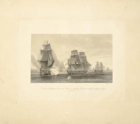 Primera imagen del registro Combat de la frègate francaise la Minerve contre deux Vaisseaux anglaises et 2 frégates anglaises