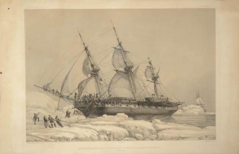 Primera imagen del registro L' Astrolabe arretee par un glacon avant sa sortie de la banquise