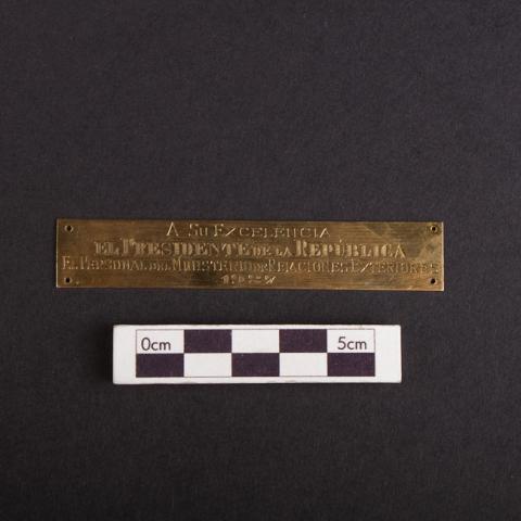 Primera imagen del registro Placa en homenaje al Presidente del Ministerio de Relaciones Exteriores