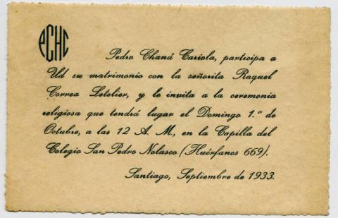 Primera imagen del registro Matrimonio entre Raquel Correa y Pedro Chaná