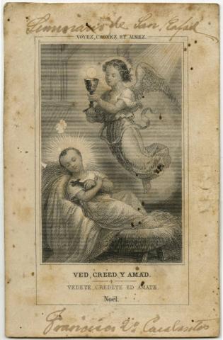 Primera imagen del registro Estampa religiosa con representación del niño Jesús y un ángel