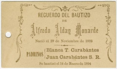 Primera imagen del registro Bautismo de Alfredo Alday Monarde
