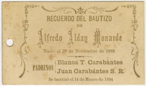 Primera imagen del registro Bautismo de Alfredo Alday Monarde