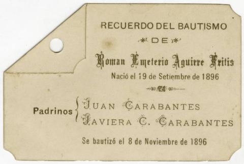 Primera imagen del registro Bautismo de Román Emetrio Aguirre Fritis