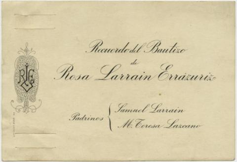 Primera imagen del registro Bautismo de Rosa Larrain Errazuriz