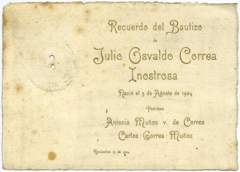 Primera imagen del registro Bautismo de Julio Osvaldo Correa Inostrosa