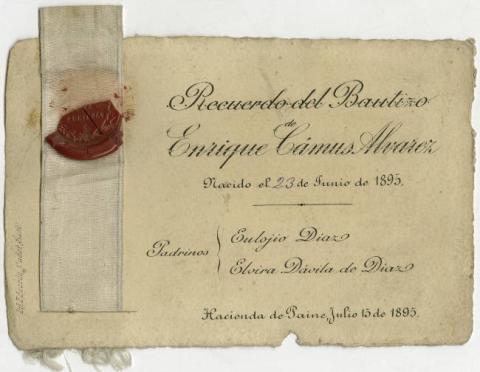 Primera imagen del registro Bautismo de Enrique Cámus Alvarez