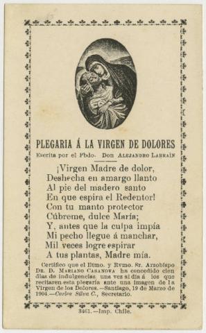 Primera imagen del registro Plegaria a la Virgen de los Dolores