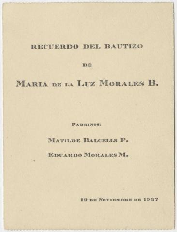Primera imagen del registro Bautismo de María de la Luz Morales B.