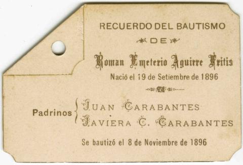 Primera imagen del registro Bautismo de Román Emeterio Aguirre Fritis