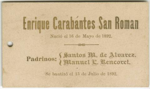 Primera imagen del registro Bautismo de Enrique Carabántes San Roman