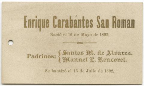 Primera imagen del registro Bautismo de Enrique Carabántes San Roman