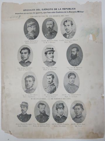 Primera imagen del registro Oficiales del ejército de la República, muertos en acción de guerra, que han sido cadetes de la Escuela Militar
