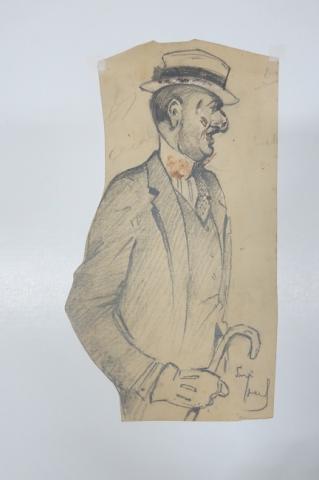 Primera imagen del registro Hombre de Traje con bastón en mano