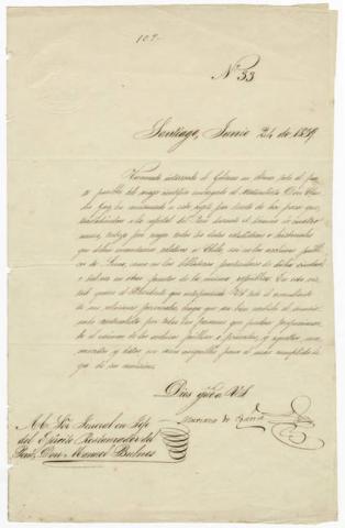 Primera imagen del registro Carta de Mariano Egaña sobre viaje de Claudio Gay a Lima.