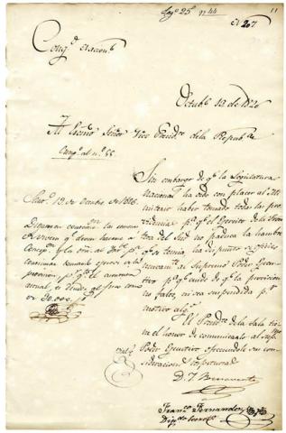 Primera imagen del registro Carta dirigida al vicepresidente de la República y firmada por D. J. Benavente