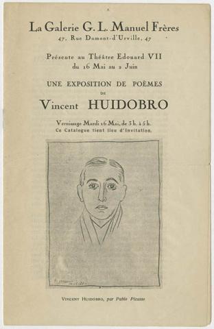 Primera imagen del registro Catálogo "Une exposition de Poèmes de Vicente Huidobro"