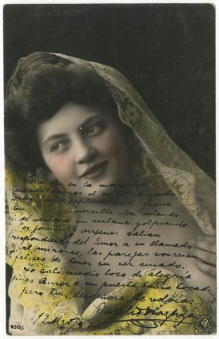 Primera imagen del registro Poema de Aurelio Díaz Mesa escrito sobre tarjeta Postal