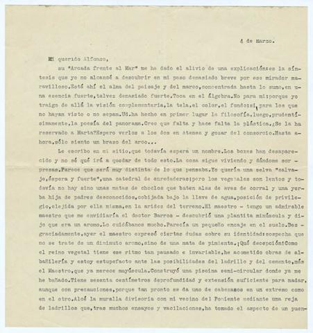Primera imagen del registro Carta a Alfonso Bulnes