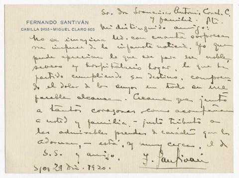 Primera imagen del registro Tarjetón firmado por Fernando Santiván