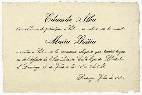 Primera imagen del registro Parte de matrimonio de Eduardo Alba y María Goitía