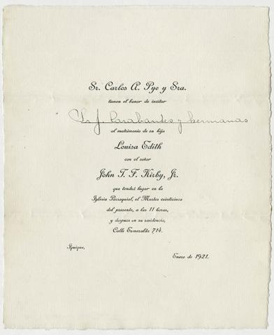 Primera imagen del registro Parte de matrimonio de Louisa Edith Pye y John Kirby