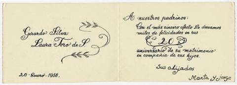 Primera imagen del registro Recuerdo del 20° aniversario de matrimonio de Gerardo Silva y Laura Toro