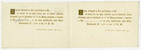 Primera imagen del registro Parte de matrimonio de Alberto Leizgold e Irene Gasman