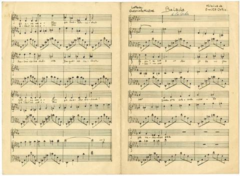 Primera imagen del registro Balada, letra de Gabriela Mistral y música de Emita Ortiz