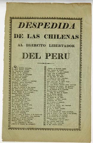 Primera imagen del registro Despedida de las chilenas al egercito libertador del Perú