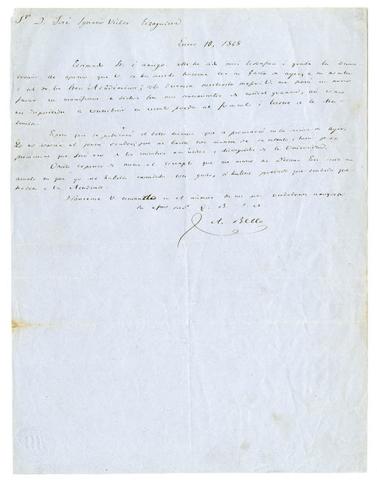 Primera imagen del registro Carta de Dn. Andrés Bello a D. José Ignacio Víctor Eyzaguirre