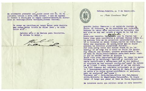 Primera imagen del registro Carta a Luis Vargas Rosas de Pablo Neruda