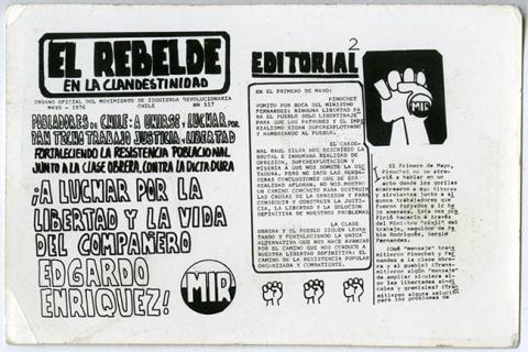 Primera imagen del registro Revista "El rebelde en la clandestinidad" MIR
