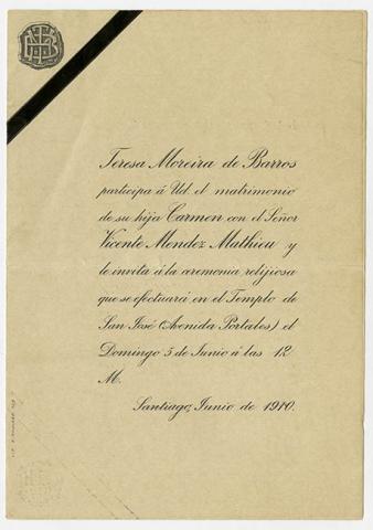 Primera imagen del registro Parte de matrimonio de Carmen con Vicente Mendes Mathieu