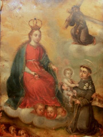 Primera imagen del registro Virgen del Rosario con San Francisco y Niño Dios/ Un santo
