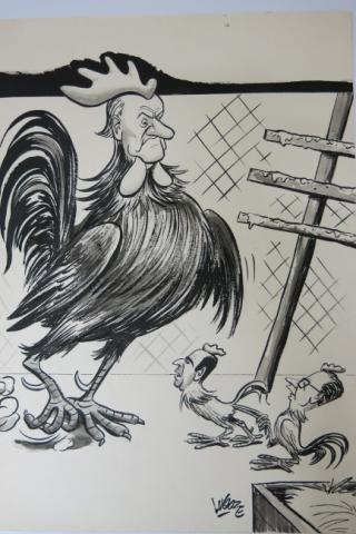 Primera imagen del registro Gallinero, caricatura de ex presidentes de Chile