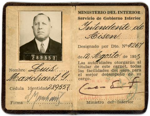 Primera imagen del registro Carné Luis Marchant, Intendente de Aysén