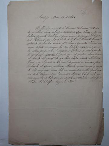 Primera imagen del registro Carta recomendación de ocupar cargo de comandante de artillería