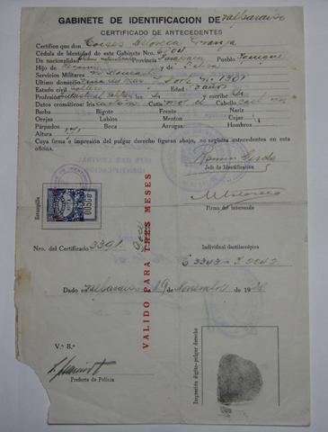 Primera imagen del registro Certificado de Antecedentes