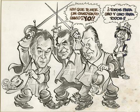Primera imagen del registro Candidatos de la Concertación Anselmo Sule, Eduardo Frei y Ricardo Lagos, junto a Verdejo