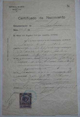 Primera imagen del registro Certificado de nacimiento