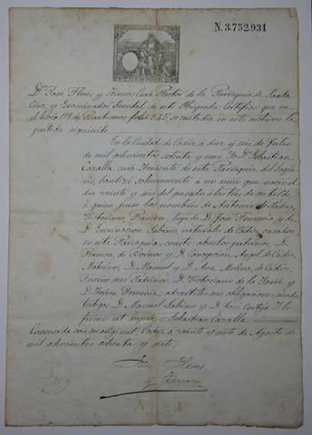 Primera imagen del registro Certificado de Bautismo